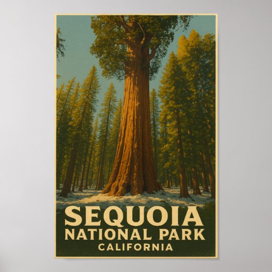 Poster du Vintage voyage du parc national Sequoia (Devant)