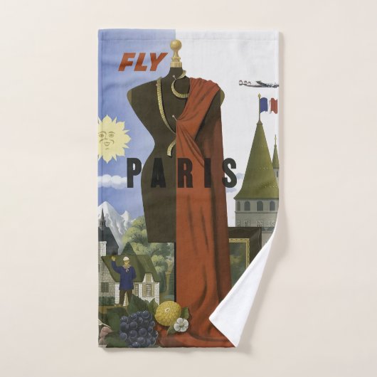 Poster du Vintage voyage Fly Paris France (Serviette à main)