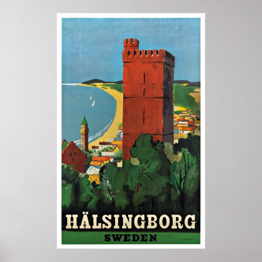 Poster du Vintage voyage Helsingborg Suède (Devant)