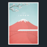 Poster du Vintage voyage japonais<br><div class="desc">affiche de voyage de style vintage du Mont Fuji,  Japon avec l'emblématique timonier à balles au premier plan. Texte : Visit Japan. Illustration dessinée à la main et numériquement par Henry Rivers pour Travel Poster Co.</div>