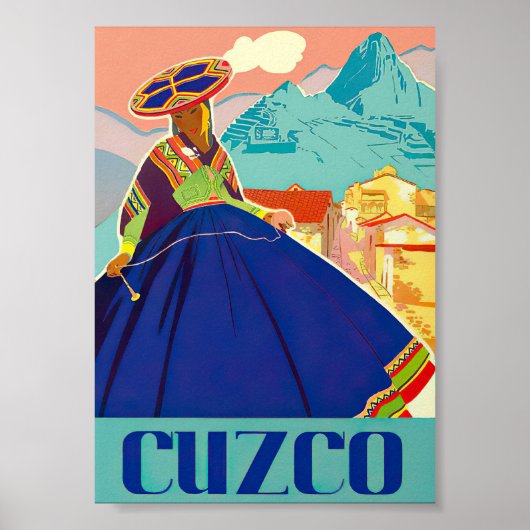 Poster du Vintage voyage rétro Cuzco Pérou (Devant)