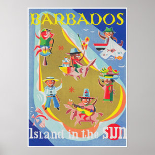 Poster du Vintage voyage rétro de Barbade