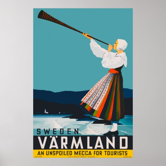 Poster du Vintage voyage Varmland Suède (Devant)
