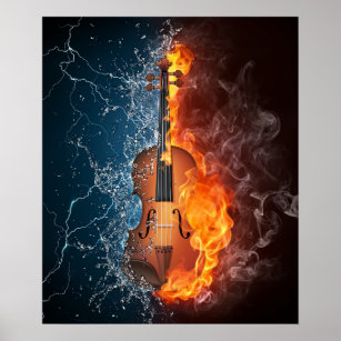 Poster du violon incendie et eau