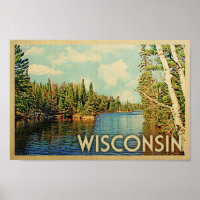 Poster du Wisconsin - Lac Vintage voyage Imprimer