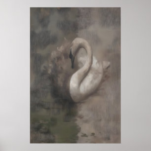 Poster Dualité Cygne sur l'eau Dark Cottagecore, Vintage