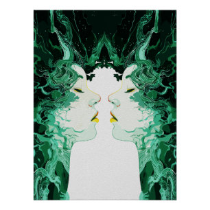 Poster Dualité Éthérée – Reflet de Miroir Surréaliste