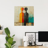 Poster Dualité – Figures abstraites de lumière et d'ombre (Bureau à domicile)