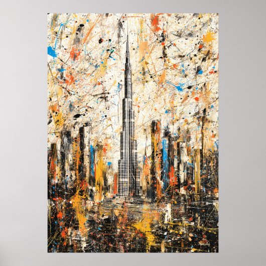 Poster Dubai Burj Khalifa Abstract Drip Painting (Devant)