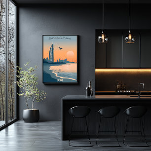 Poster Dubaï Dusk - Burj Al Arab Silhouette au bord de la