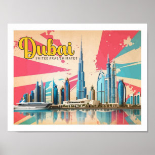 Poster Dubaï EAU Pop Art Illustration de voyage