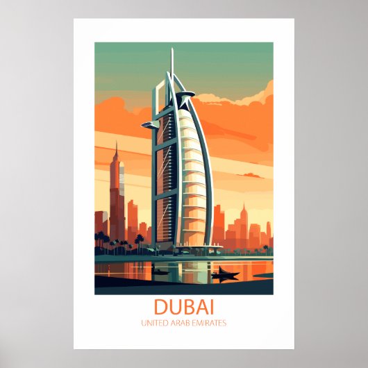 Poster Dubai Émirats Arabes Unis célèbres lieux de voyage (Devant)