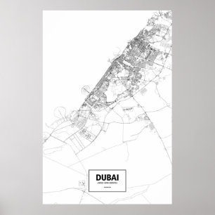 Poster Dubaï, Émirats arabes unis (noir sur blanc)