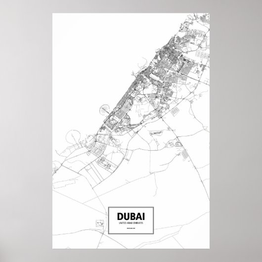Poster Dubaï, Émirats arabes unis (noir sur blanc) (Devant)