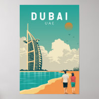 Dubai Émirats Arabes Unis Retro Art Voyage