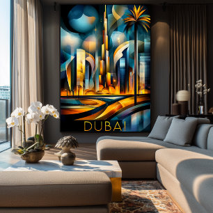 Poster Dubaï Futuristic Cubism - Modern Geometry Skyline