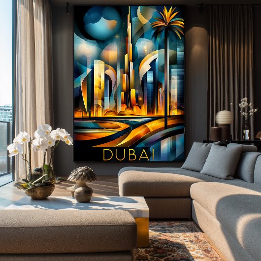 Poster Dubaï Futuristic Cubism - Modern Geometry Skyline