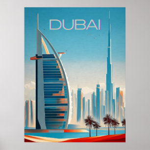 Poster Dubaï Moderne Contemporain Skyline Wall Art Travel