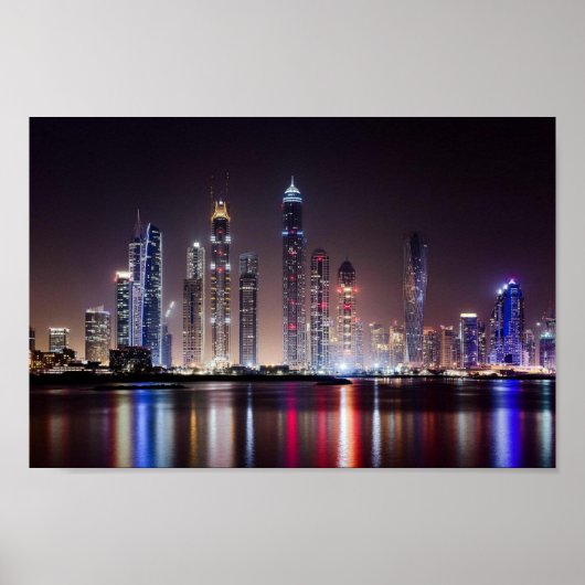 Poster - Dubai Skyline La Nuit (Devant)