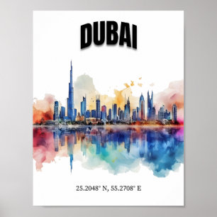 Poster Dubaï Skyline Wall Art, Modern Wall Art,