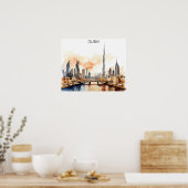 Poster Dubaï UAE aquarelle colorée (Cuisine)