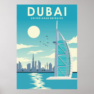 Poster Dubai United Arab Emirates Travel Illustration