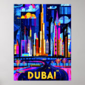 Poster Dubaï Vibrant Skyline - Géométrie Art Cityscape (Devant)