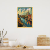 Poster Dublin City Ireland - Retro Travel (Cuisine)