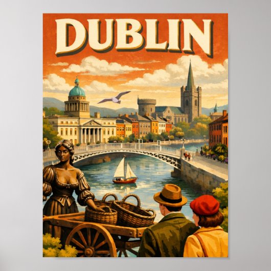 Poster Dublin Ireland Vintage Travel (Devant)
