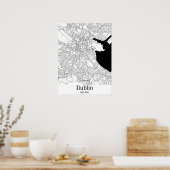 Poster Dublin Irlande Black and White Europe City Map (Cuisine)