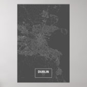 Poster Dublin, Irlande (blanc sur noir) (Devant)