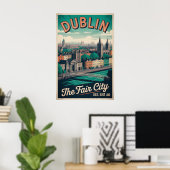 Poster Dublin Irlande Cité de Style Rétro Voyage (Bureau à domicile)