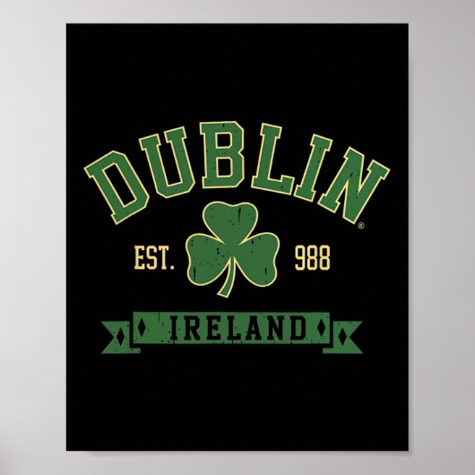 Poster Dublin Irlande Clover Leaf Shamrock Da (Devant)