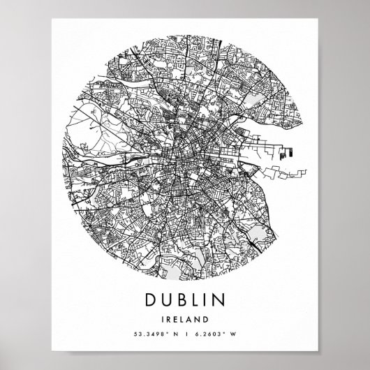 Poster Dublin Irlande Minimal Modern Circle Street Carte (Devant)
