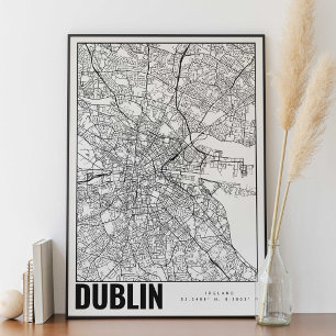 Poster Dublin Irlande minimaliste carte Art