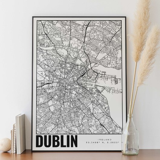 Poster Dublin Irlande minimaliste carte Art