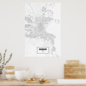 Poster Dublin, Irlande (noir sur blanc) (Cuisine)