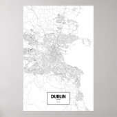 Poster Dublin, Irlande (noir sur blanc) (Devant)