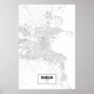Poster Dublin, Irlande (noir sur blanc)