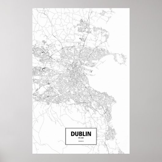 Poster Dublin, Irlande (noir sur blanc) (Devant)