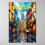 Poster Dublin Irlande Travel Art Vintage<br><div class="desc">Design de voyage vectoriel rétro de Dublin. Ses bâtiments historiques comprennent le château de Dublin datant du XIIIe siècle et l'imposante cathédrale Saint-Patrick,  fondée en 1191.</div>