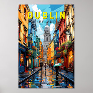 Poster Dublin Irlande Travel Art Vintage