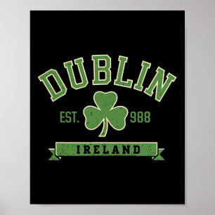Poster Dublin Irlande Trèfle Feuille de Trèfle Établie 98