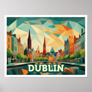 Poster Dublin Irlande Voyage artistique coloré