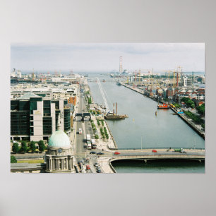 Poster Dublin Skyline Irlande, River Liffey, IFSC
