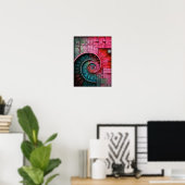 Poster Dubman Designs : Conception Fibonacci néon rose lu (Bureau à domicile)