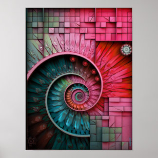 Poster Dubman Designs : Conception Fibonacci néon rose lu