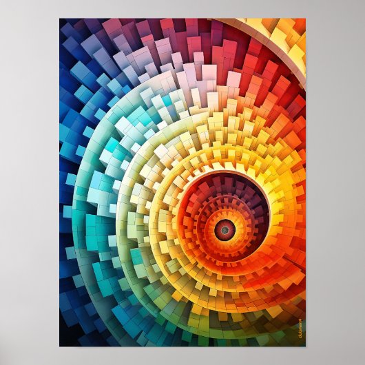 Poster Dubman Designs : Spirale de Fibonacci Arc-en-ciel (Devant)