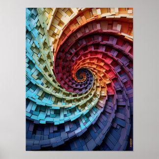 Poster Dubman Designs : Spirale Tripante Arc-en-ciel de F