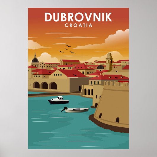 Poster Dubrovnik Croa Minimal Travel Illustration (Devant)